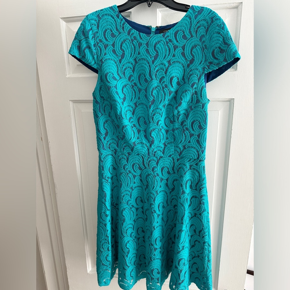 Cynthia Steffe Turquoise Lace Mini Dress